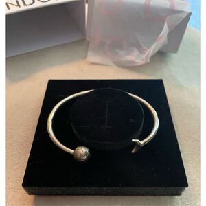 PANDORA Moments 925 Sterling Silver Crescent Moon and Stars Open Bangle
